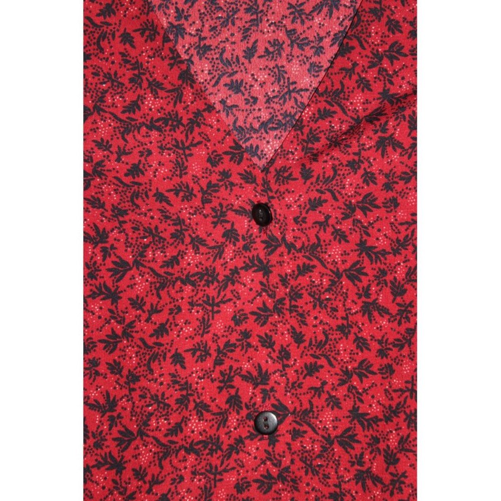 ASOS Urban Threads, Ditsy Floral V-Neck Long-Sleeve Swing Dress, Burgundy (18W) - Picture 12 of 16